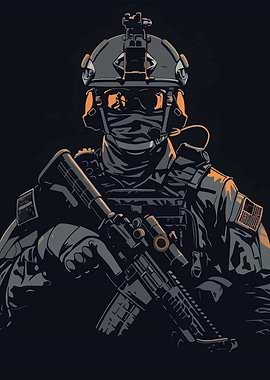 Soldier with Rifle Illustration