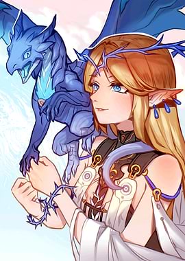 Elf with Blue Dragon Companion