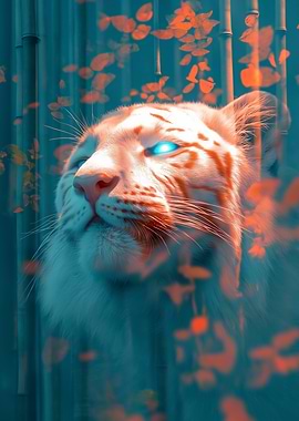White Tiger with Glowing Blue Eyes