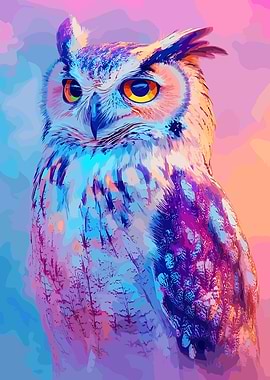 Colorful Owl Portrait