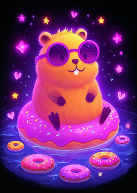 Cool Hamster on Donut Float