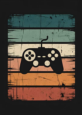 Retro Gaming Controller Striped Background