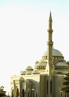 Mosque Architecture with Minaret and Domes