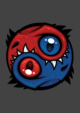 Red and Blue Yin Yang Dragons