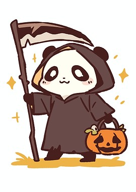 Cute Panda Grim Reaper Halloween