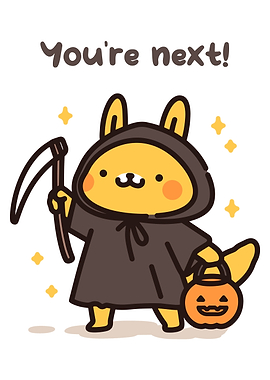 Cute Halloween Bunny Grim Reaper