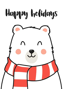 Happy Holidays Polar Bear Illustration