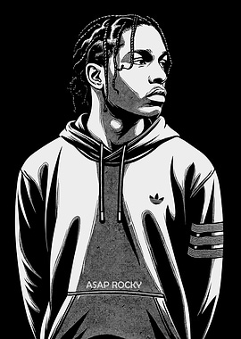ASAP Rocky Portrait in Black and White