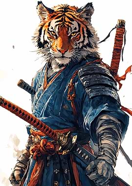 Tiger Samurai Warrior Illustration