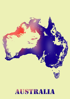 Australia Topographic Contour Relief Map blending terrain features into its emblematic colorful flag