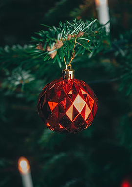 Red Christmas Ornament on Tree