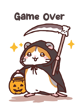 Hamster Grim Reaper Halloween Cartoon