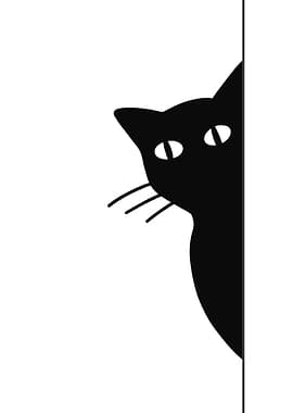 Peeking Black Cat Silhouette