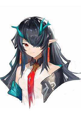 Anime Girl with Dragon Horns