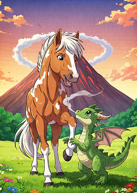 Horse and Dragon Cartoon