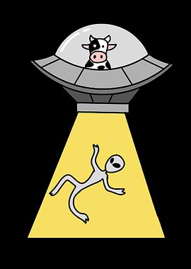Cow in UFO Abducting Alien