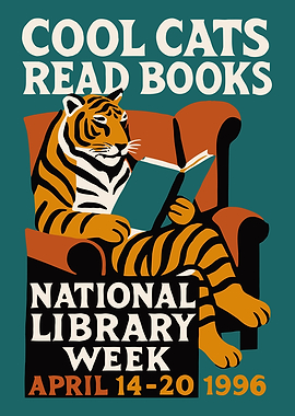 Cool Cats Read Books Poster