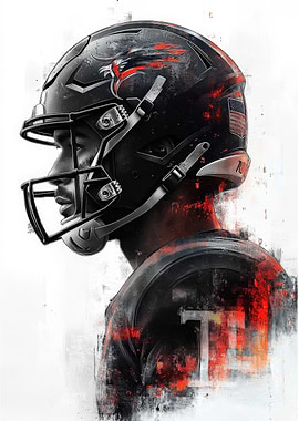 Football Player Portrait with Helmet