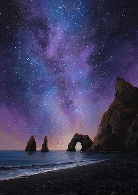 Night Sky Over Black Sand Beach