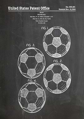 Soccer Ball Patent Blueprint Art