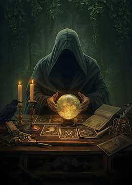 Mystic Fortune Teller with Crystal Ball
