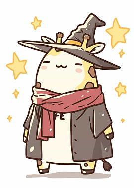 Giraffe Wizard Cartoon Illustration