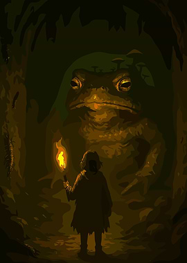 Giant Toad Encounter in Dark Cave