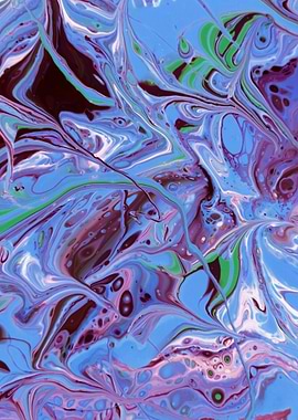Abstract Fluid Art with Blue Hues