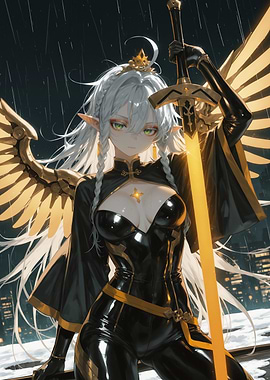 Winged Elf Warrior with Sword