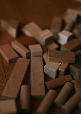Wooden Building Blocks on Wooden Surface