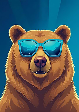 Cool Bear with Sunglasses Illustration