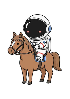 Astronaut riding a horse cartoon