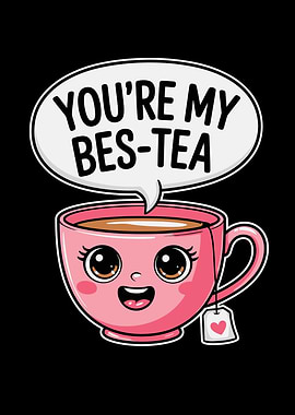 Cute Pink Tea Cup Cartoon Illustration