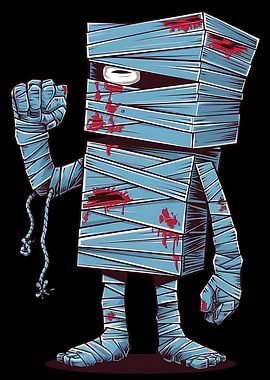 Cartoon Mummy with Raised Fist