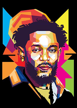 Colorful Portrait of Man with Beard