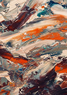 Abstract Textured Painting with Orange and Brown