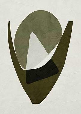 Abstract Olive Green Geometric Art