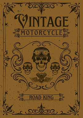 Vintage Motorcycle Road King Skull Design