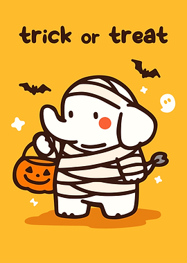 Cute Halloween Elephant Mummy Cartoon
