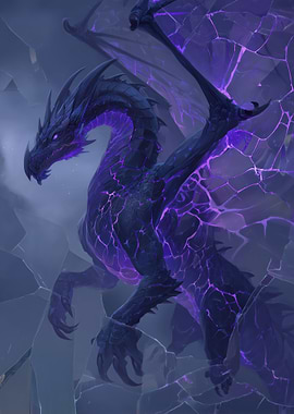 Dark Dragon with Purple Energy