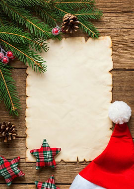 Christmas themed background with parchment paper