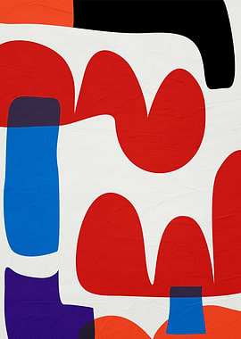 Abstract Shapes in Red, Blue, and Black