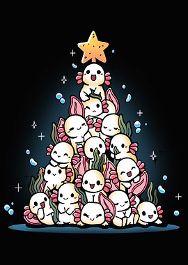 Axolotl Christmas Tree Cartoon