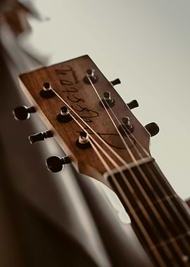 Acoustic Guitar Headstock Close-Up