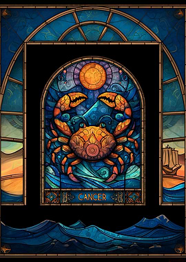 Cancer Zodiac Sign Stained Glass Art
