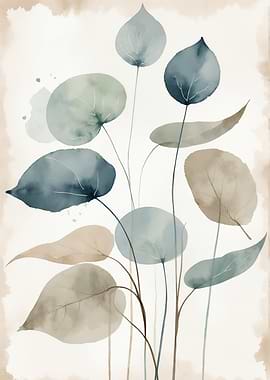Watercolor Leaves Botanical Art Print