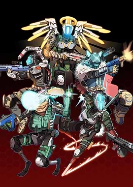 Group of armed futuristic characters