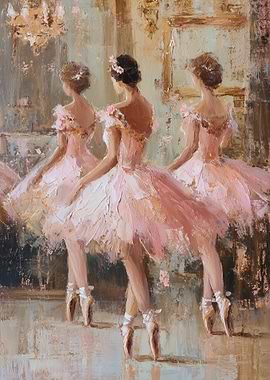 Ballet Dancers in Pink Tutus Painting