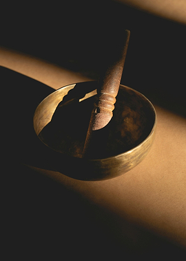 Singing Bowl with Mallet Still Life