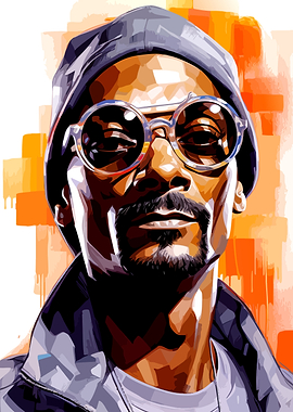 Snoop Dogg Portrait with Orange Background